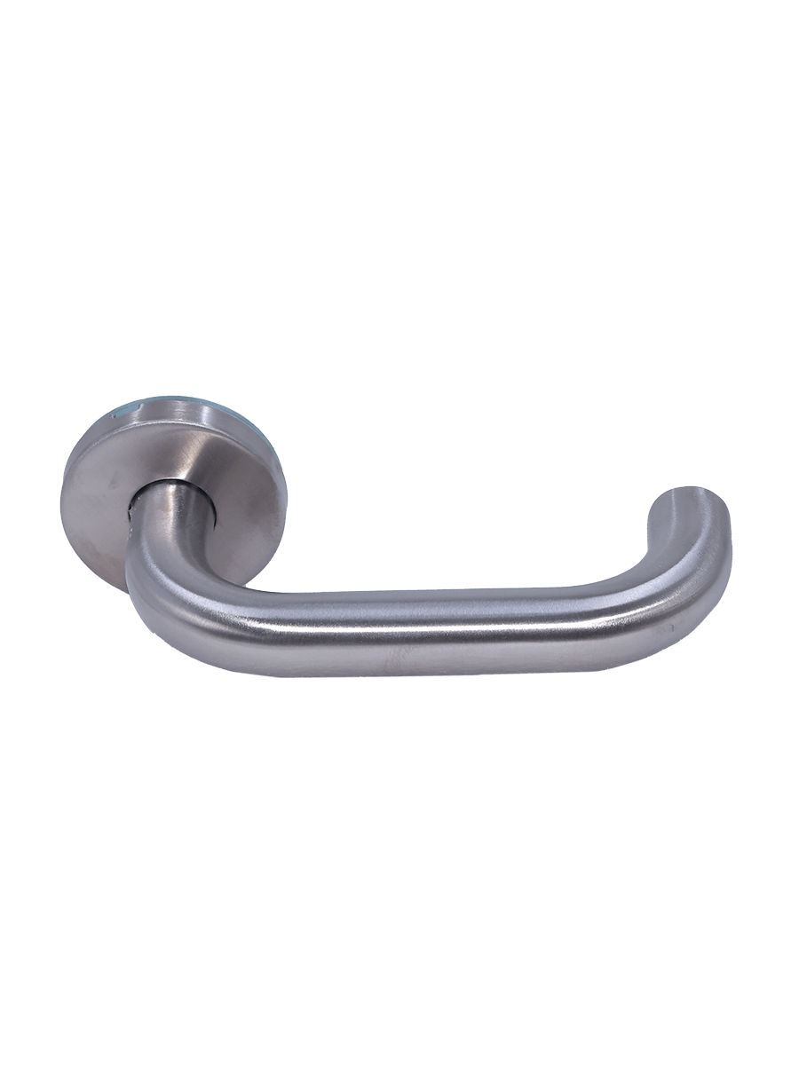 Briton 4201.19.SS Return To Door 19mm Diameter Round Bar Lever Handle, 52mm Diameter 8mm Rose, Stainless Steel Grade 304 (w/o Escutcheon)