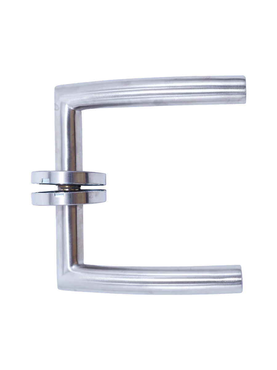 Briton 4205.19.SS Curved Mitred 19mm Diameter Round Bar Lever Handle, 52mm Diameter 8mm Rose, Stainless Steel Grade 304 (w/o Escutcheon)