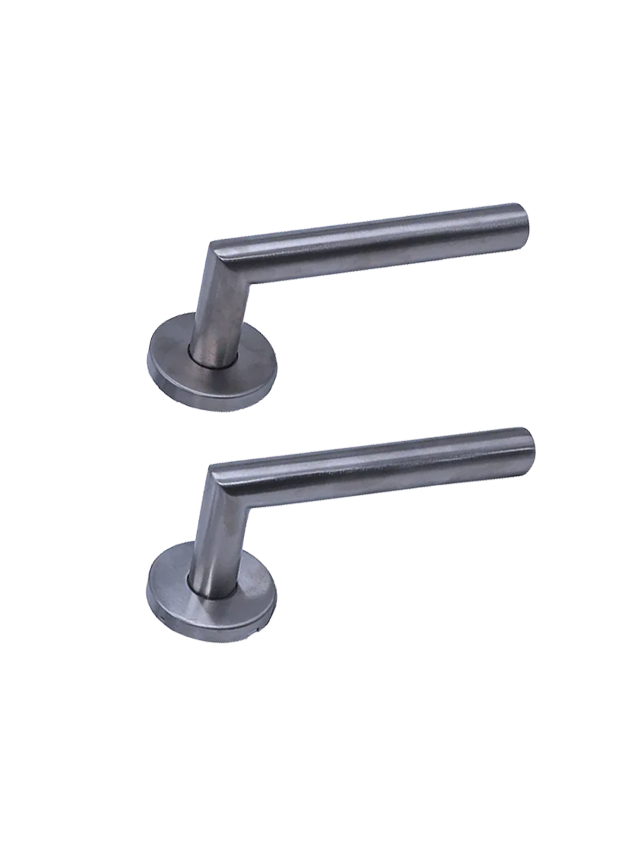 Briton 4204.19.SS Straight Mitred 19mm Diameter Round Bar Lever Handle, 52mm Diameter 8mm Rose, Stainless Steel Grade 304 (w/o Escutcheon)