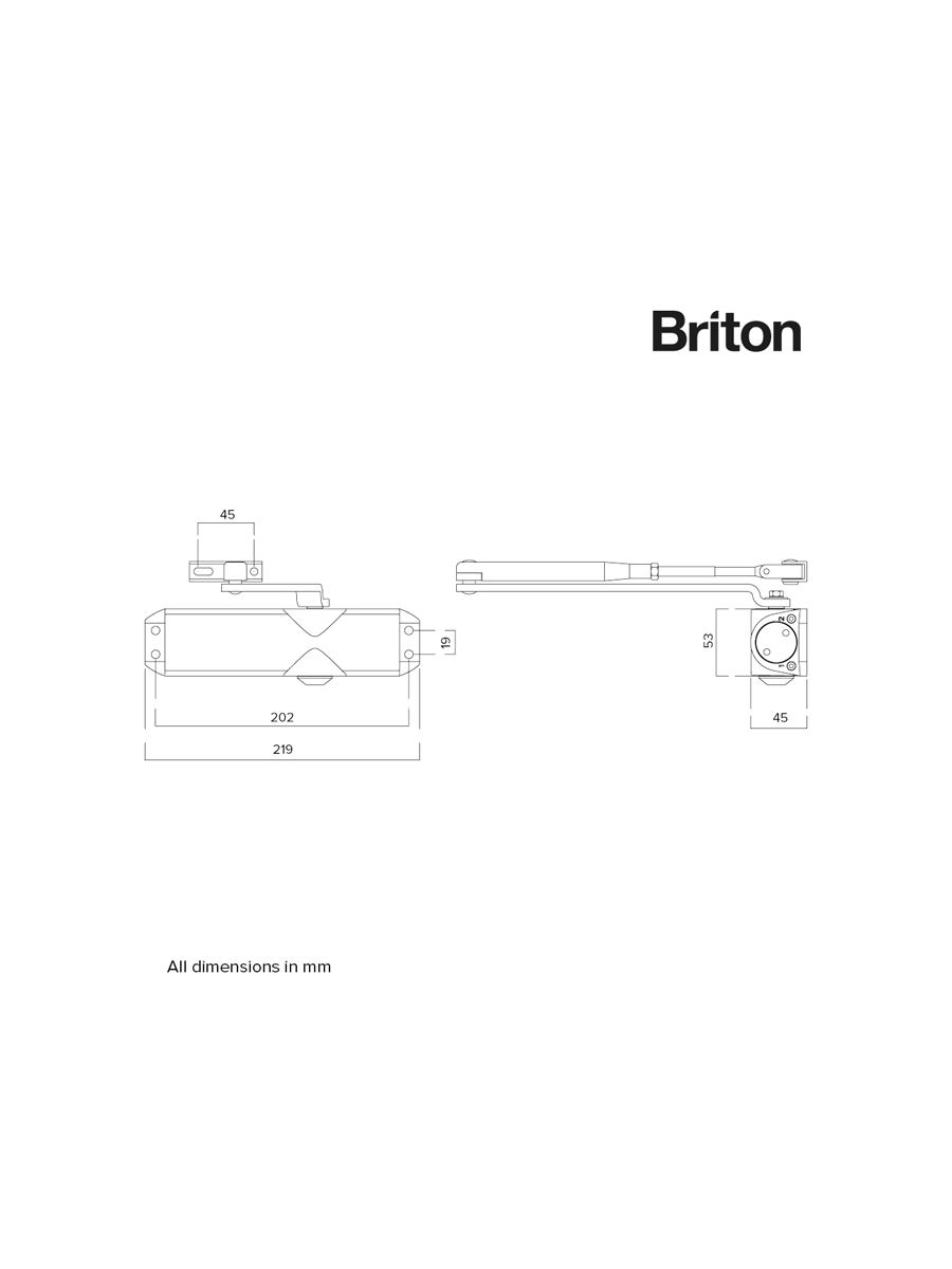 Briton 131.SES Light Duty Closer Template adjustable closer EN 2-4 SES finish