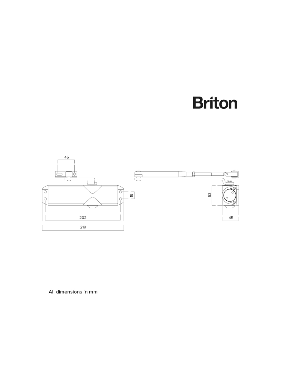 Briton 131.SES Light Duty Closer Template adjustable closer EN 2-4 SES finish