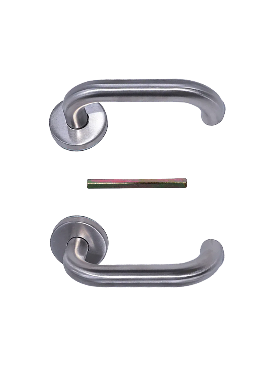 Briton 4201.19.SS Return To Door 19mm Diameter Round Bar Lever Handle, 52mm Diameter 8mm Rose, Stainless Steel Grade 304 (w/o Escutcheon)