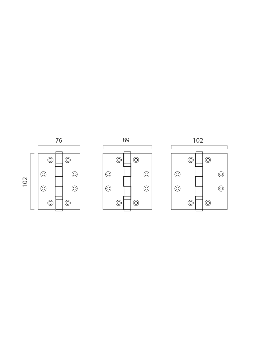 Briton 4801.SS Hinge, CE - 102 x 76 x 3mm - Stainless Steel Grade 304 with M6 Metal Screw