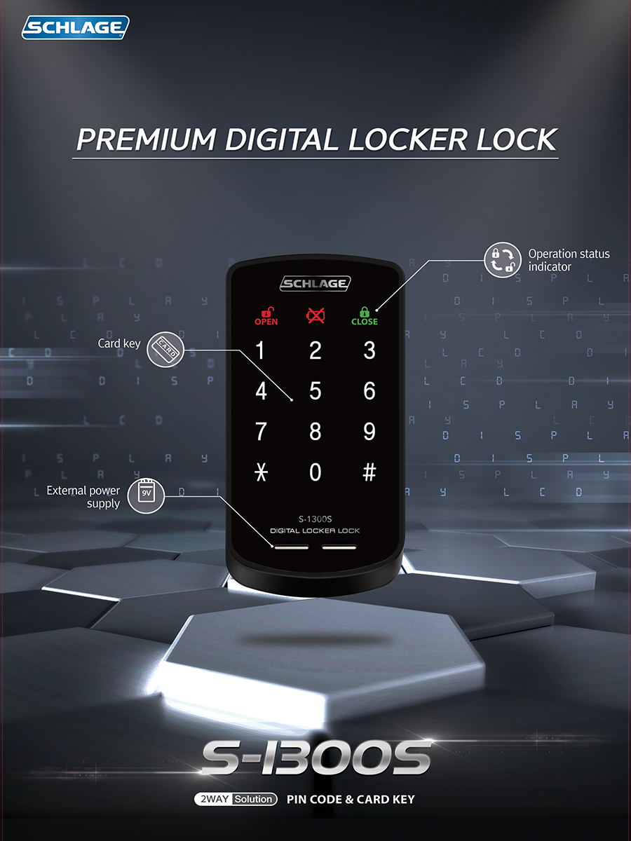 Schlage SDL-1300S Locker Lock-Password+ Smart Card