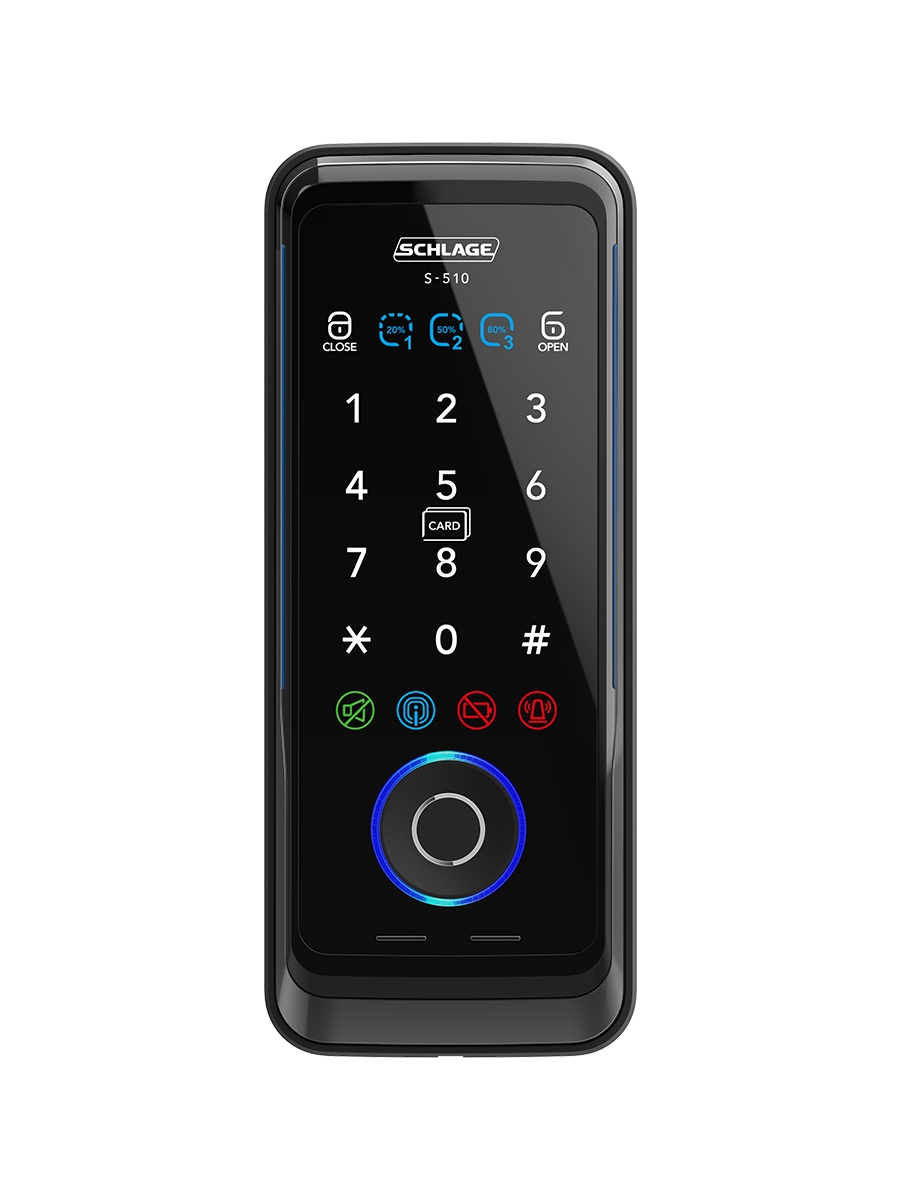 Schlage SDL-510FSB Digital Rim Lock With Fingerprint, PIN Code & Card Key. Remote Control Optional (RXP-10 + RP-20) OR Bluetooth Mobile App Key Optional (RXP-40)