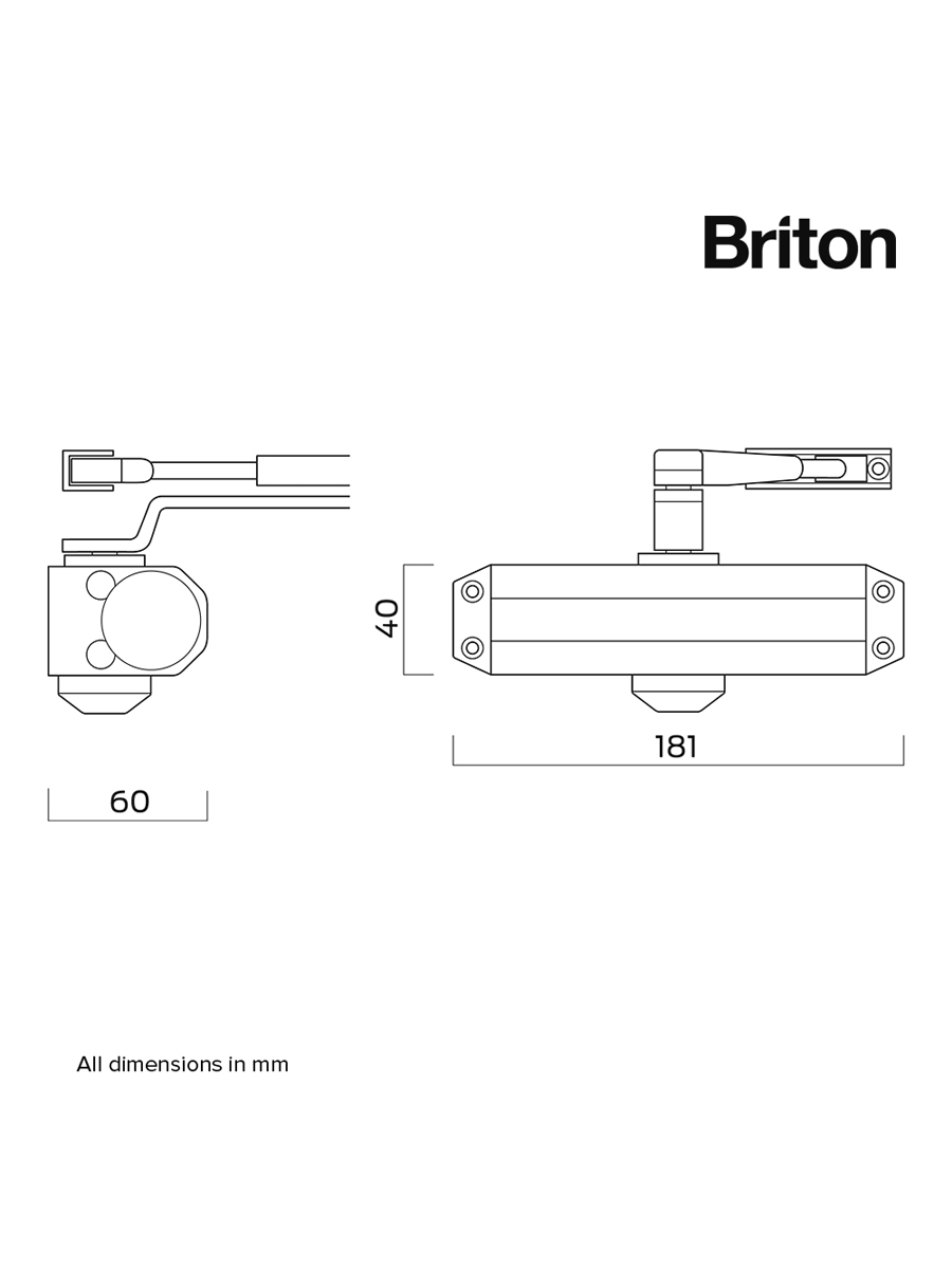 Briton 121CE.SES  Door Closer Fixed Size 3 For Fire Doors