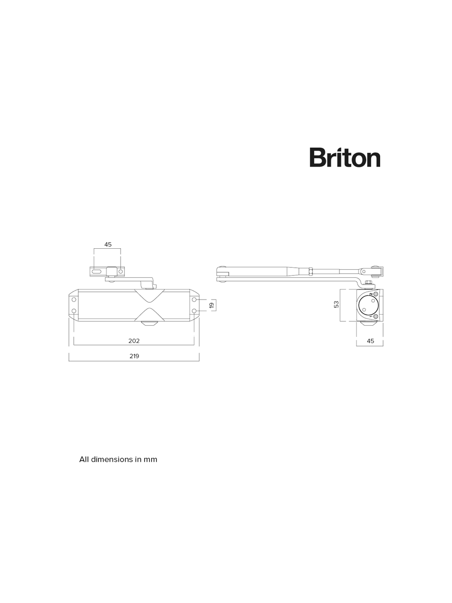 Briton 131.SES  Light Duty Closer Template adjustable closer EN 2-4 SES finish